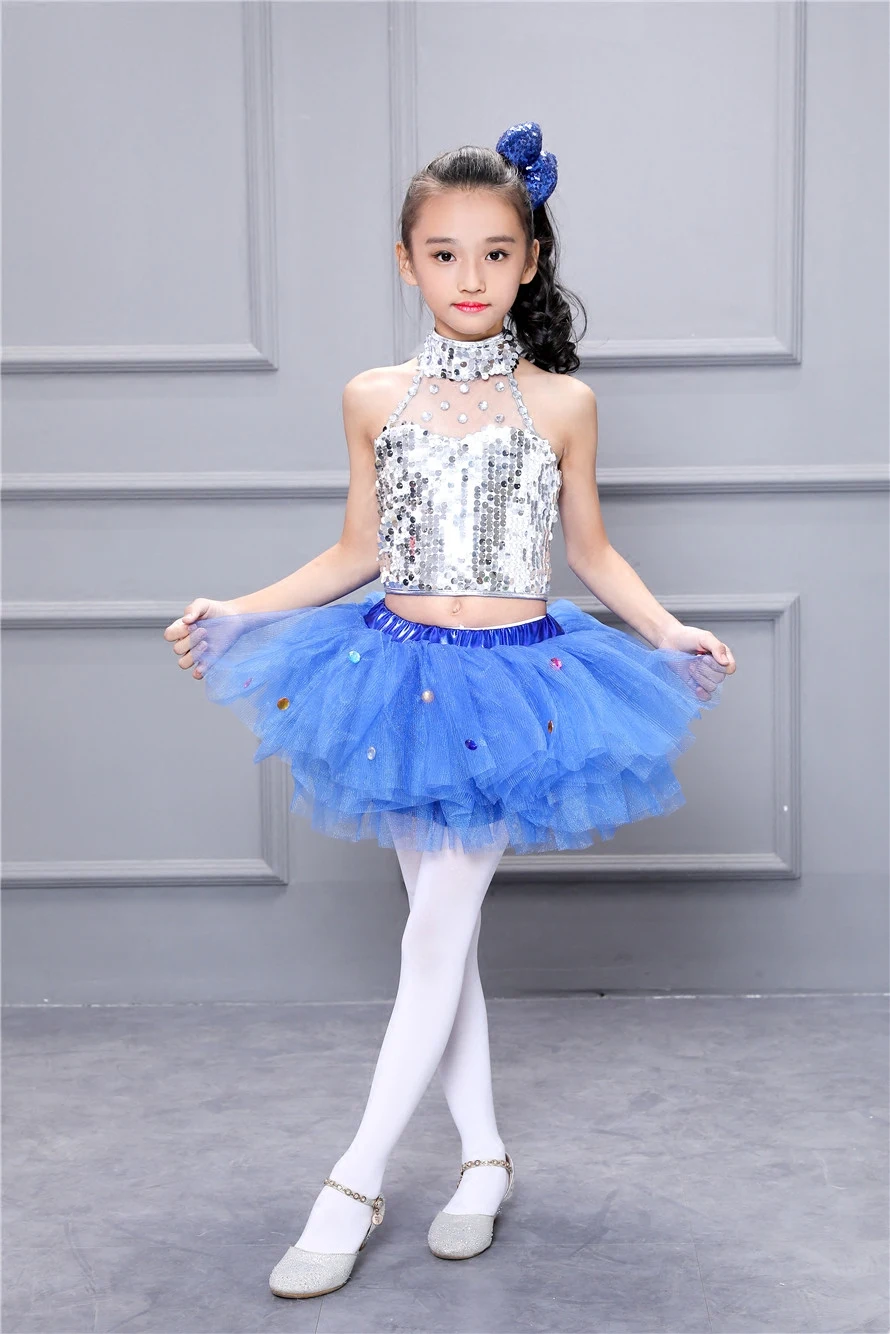 

Children Ballet Dance Costumes For Girls Sequins Jazz Dance Dress Kids Modern Dance Performance Dance Girl Stage Dancewear