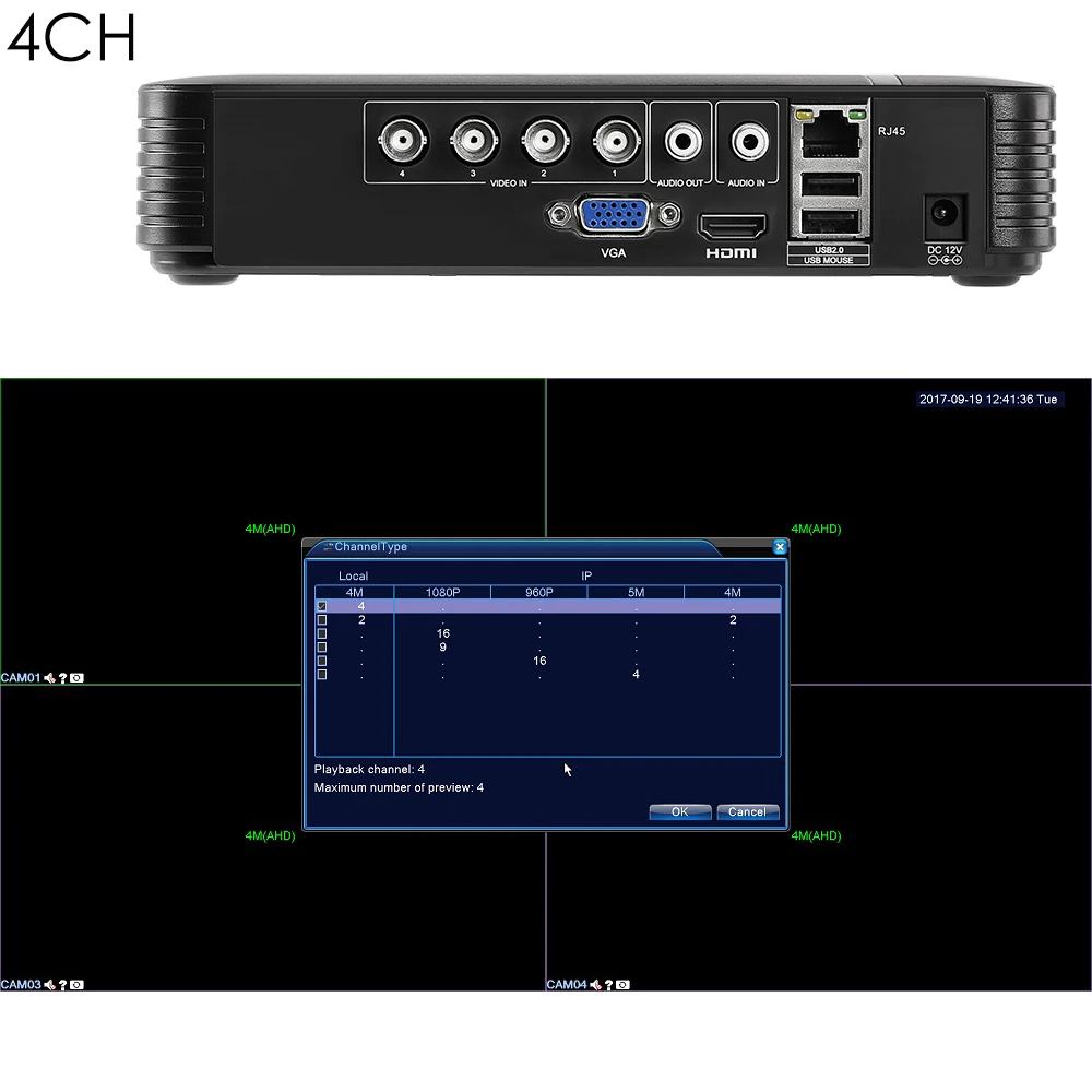 4MP AHD DVR NVR CCTV 4Ch 8Ch IP 1080P 3MP 5MP гибридный видеорегистратор безопасности камера Onvif