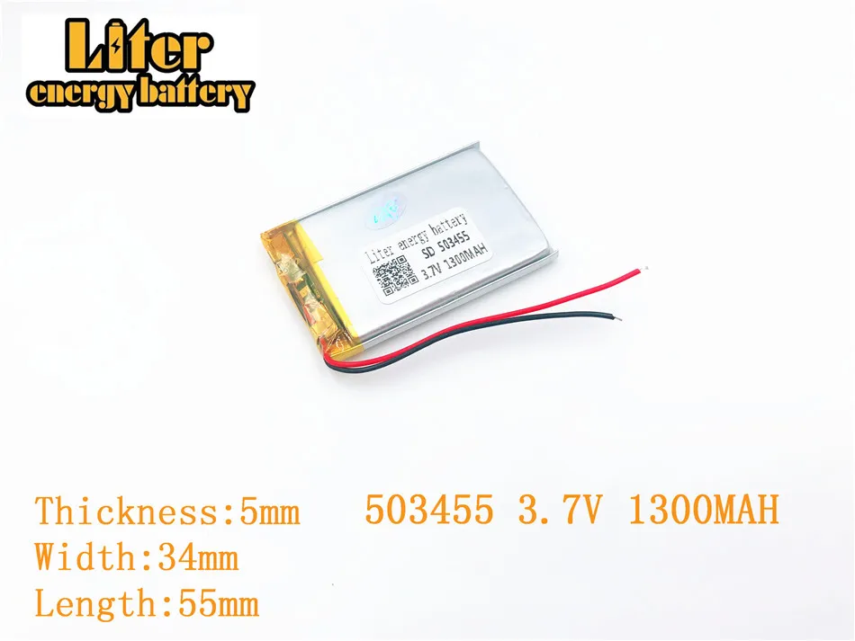 

Литровая батарея 3,7 V 1300mAh 503455 вилка литиевая полимерная аккумуляторная батарея для MP3 MP4 MP5 литий-полимерная батарея