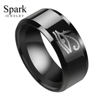 8mm size 7 13 movie stainless steel eye of horus mens rings punk black egyptian finger rings wedding bands party jewelry