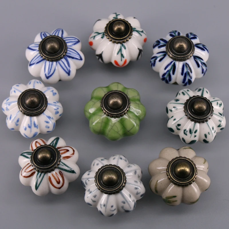 1x Керамические ручки для шкафа винтажные потертые шикарные выдвижных ящиков