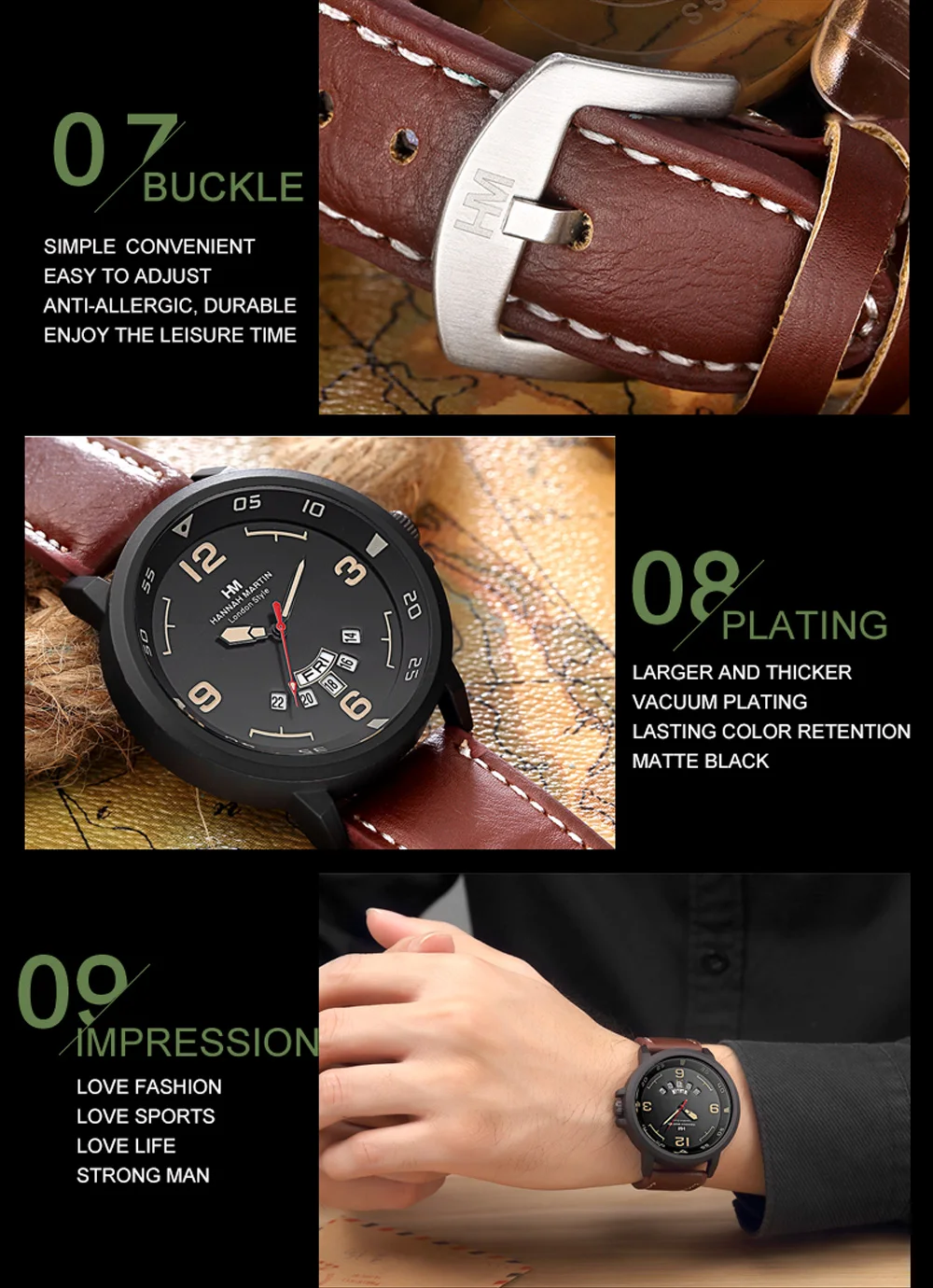 Топ люксовый бренд часы мужские Неделя дисплей reloj кожаные Наручные часы армейские военные reloj hombre мужские часы relogio masculino