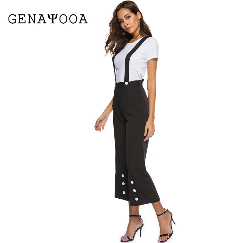 Женские брюки Широкие повседневные свободные с высокой талией однотонные черные