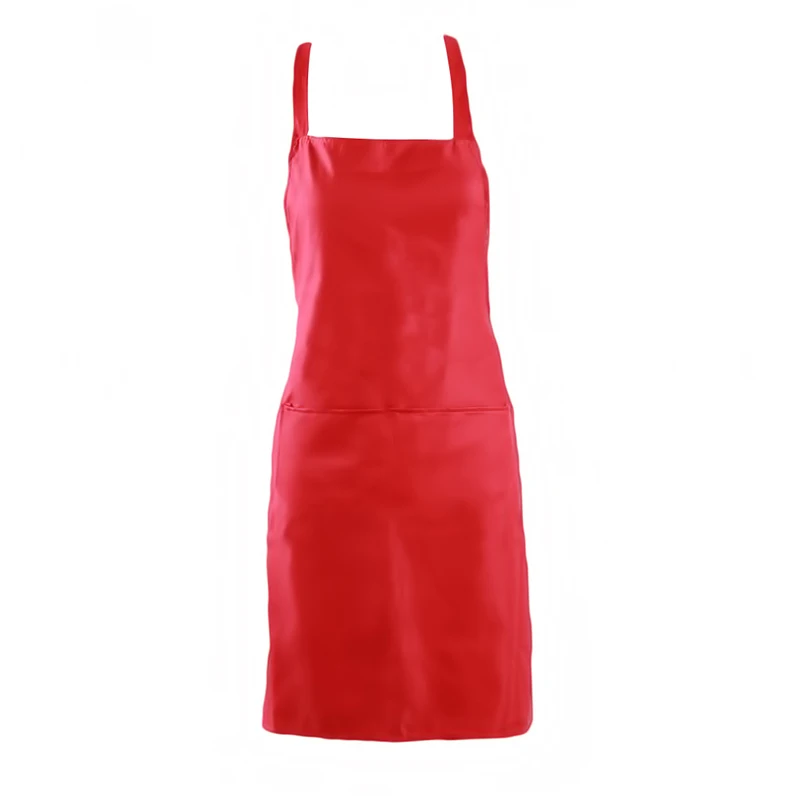 red Кухонные фартуки для приготовления пищи из хлопка и полиэстера, Кухонные фартуки для женщин, фартуки для официанта, кафе, магазина, фартуки для барбекю, парикмахеров - Цвет: red