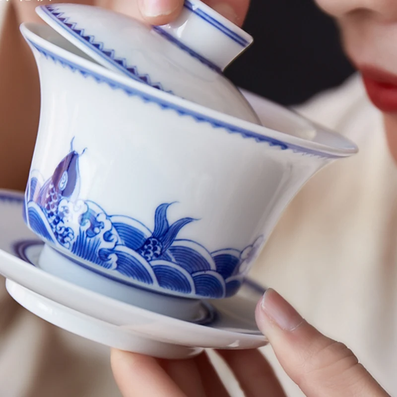 200 мл Цзиндэчжэнь керамический гайвань ручная винтажная посуда для напитков