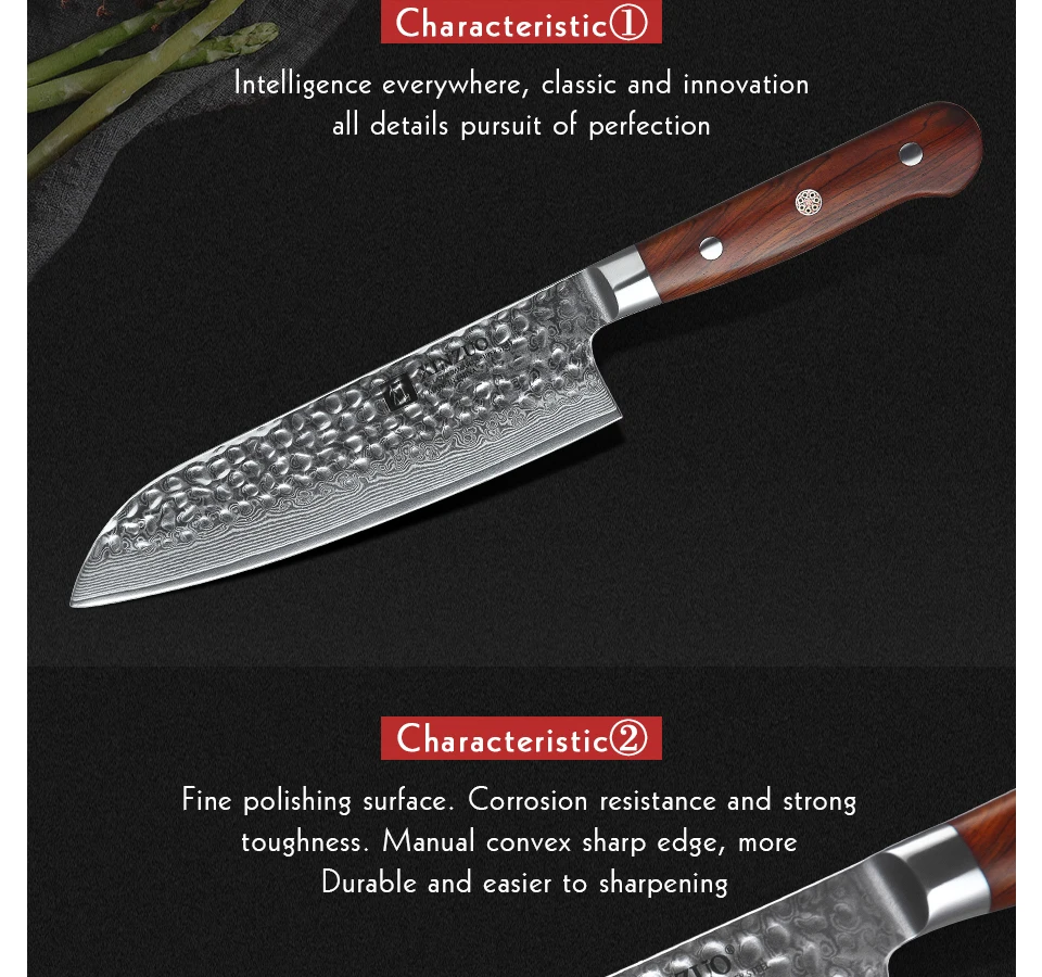 XINZUO Высокое качество 7 дюймов Santoku ножи Дамасская сталь шеф-повара кухонные ножи острый Кливер ножи подарок нож палисандр ручка