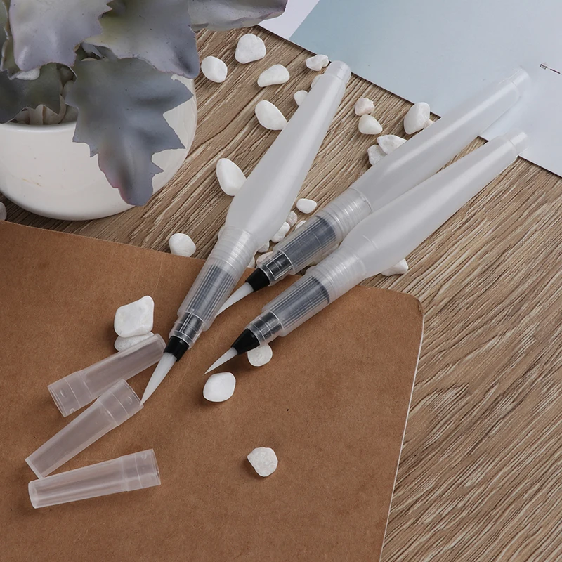 1/3 Pcs/lot Refillable Water Color Round Soft Pen Learn Draw Set Size Middle ART Long Brush Flat Nib Watercolor |