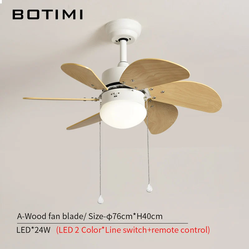 Wood color fan blade BOTIMI дети светодиодные потолочные вентиляторы с светильник для Гостиная 220V вентилятор современный потолочный вентилятор-люстра, подвесной светильник ing вентилятор приспособление - Цвет лезвия: Wood color fan blade