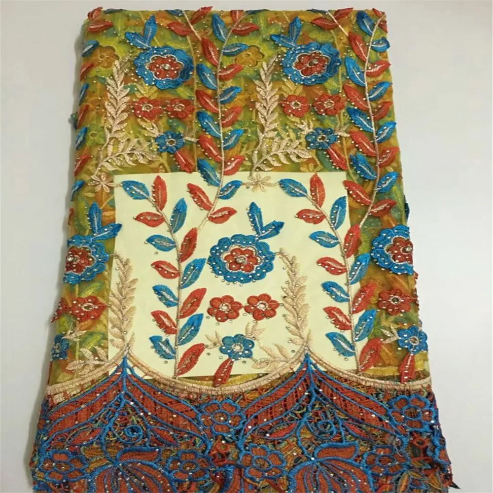 3D Цветочная аппликация Сетка кружевная ткань золотая линия гипюр тесьма с