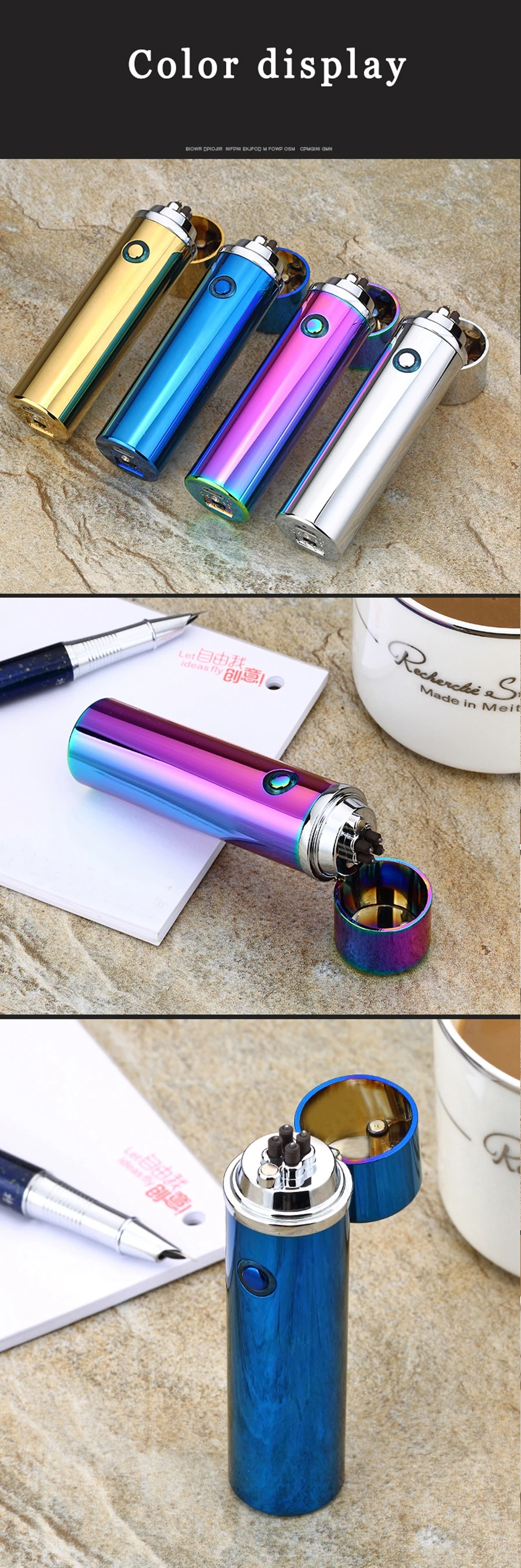 GERUI USB перезаряжаемые зажигалки двойной дуги Зажигалка курительная сигарета Зажигалка Ветрозащитная беспламенная электрическая зажигалка плазменная