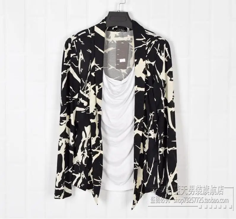 2016 Летние Цветочные Корейский Личности мужчины рубашки Ложные двух частей