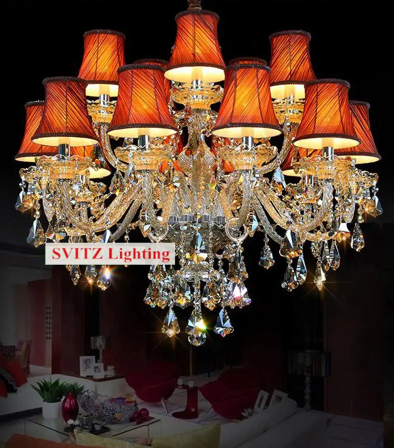 Винтаж коньяка люстры с красным оттенком ткани блеск ретро дома хрустальные