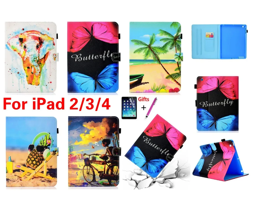 Модный чехол для Apple iPad 2 3 4 силиконовый + PU кожаный iPad2/3/4 9 7 дюймов с функцией