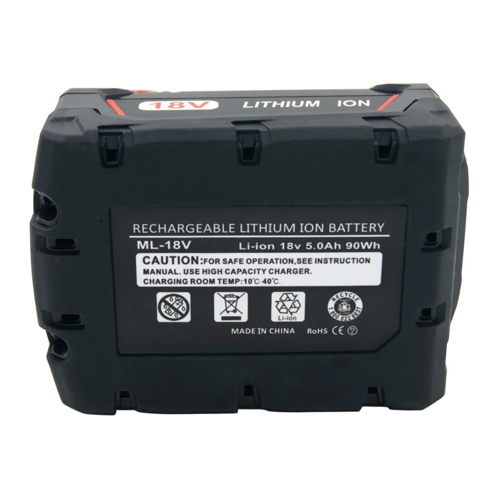 Аккумуляторная батарея 5000mAh литиевая 18V сменные батареи для Milwaukee M18 электроинструментов 2601 2611 2630 2650 48-11-1850
