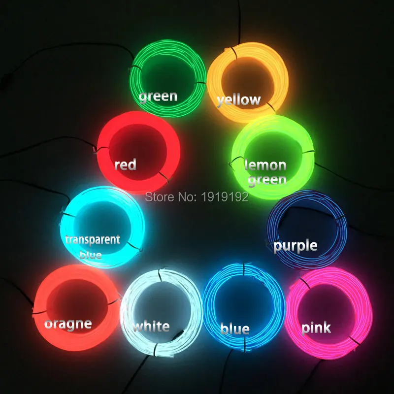 High quality 10Meters 3.2mm 10 color EL Wire Tube Rope Flexible LED Neon Light House Party Decoration by AC220V Flashing Driver | Дом и сад