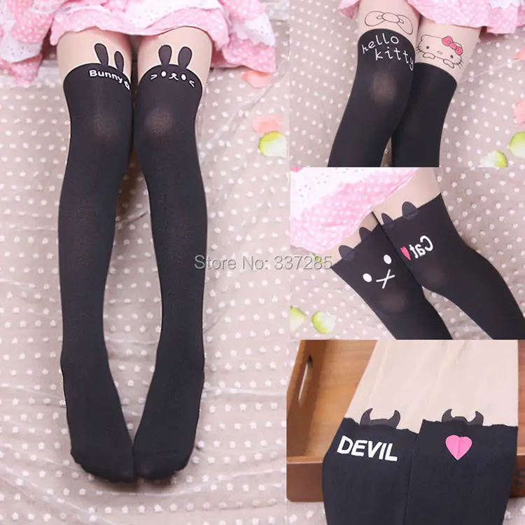 Осенне весенние детские милые колготки до колена с рисунком котенка для девочек