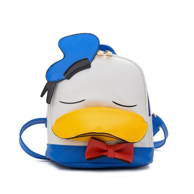 Blue Disney рюкзак Дональд Дак 85-й юбилей PU рюкзак милый большой лицо Микки Маус женский рюкзак мультфильм девочка дорожные сумки - Цвет: Blue