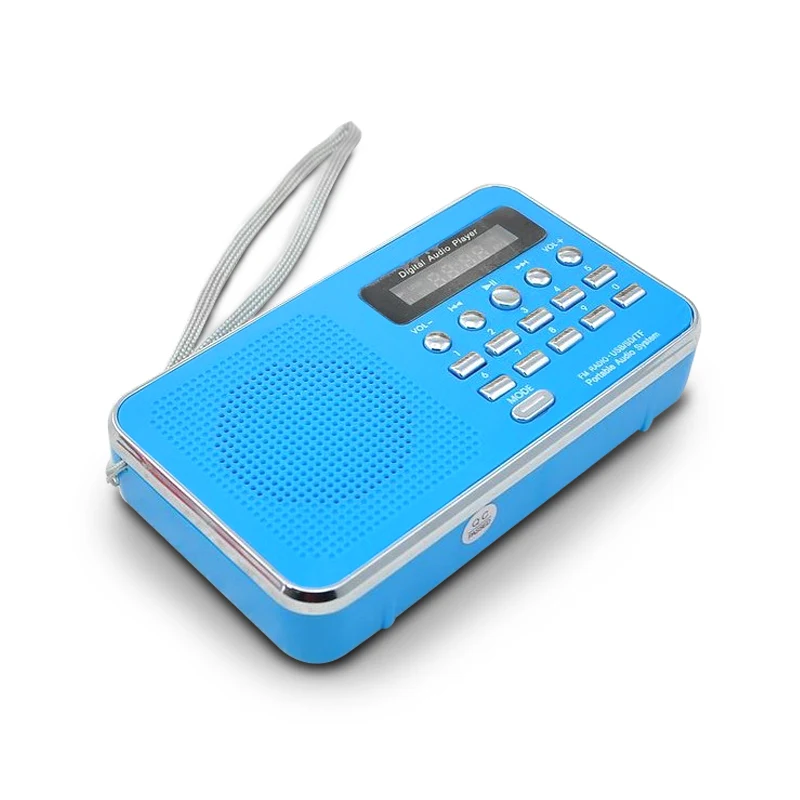 Blue Портативный радио FM Поддержка SD/TF карты мини FM радио приемник Цифровой с USB светодиодный светильник музыкальный плеер для телефона MP3 MP4 колонки - Цвет: Blue