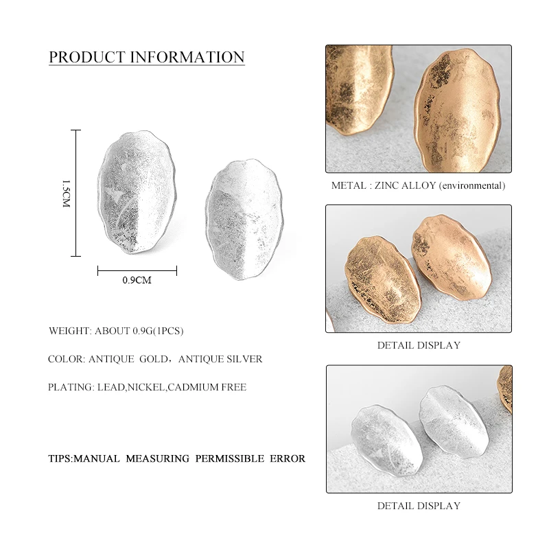 Женские винтажные геометрические серьги гвоздики модные простые из цинкового