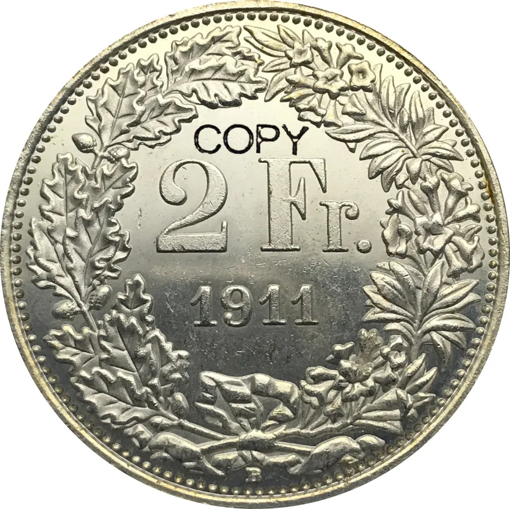 Switzerland 2 franen 1911 B латунные посеребренные копии монет|coin coins|coin copycoins silver |