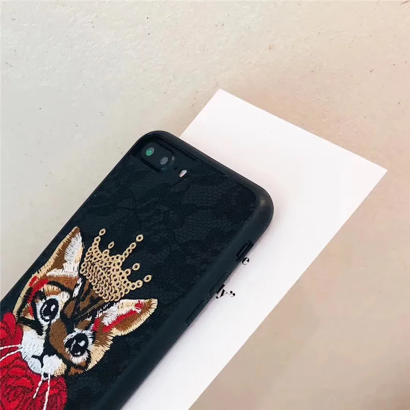 Для iphone8 8 плюс силиконовый чехол Вышивка Cat Чехол для iphone6 6S 6 Plus 7 ультра-тонкий