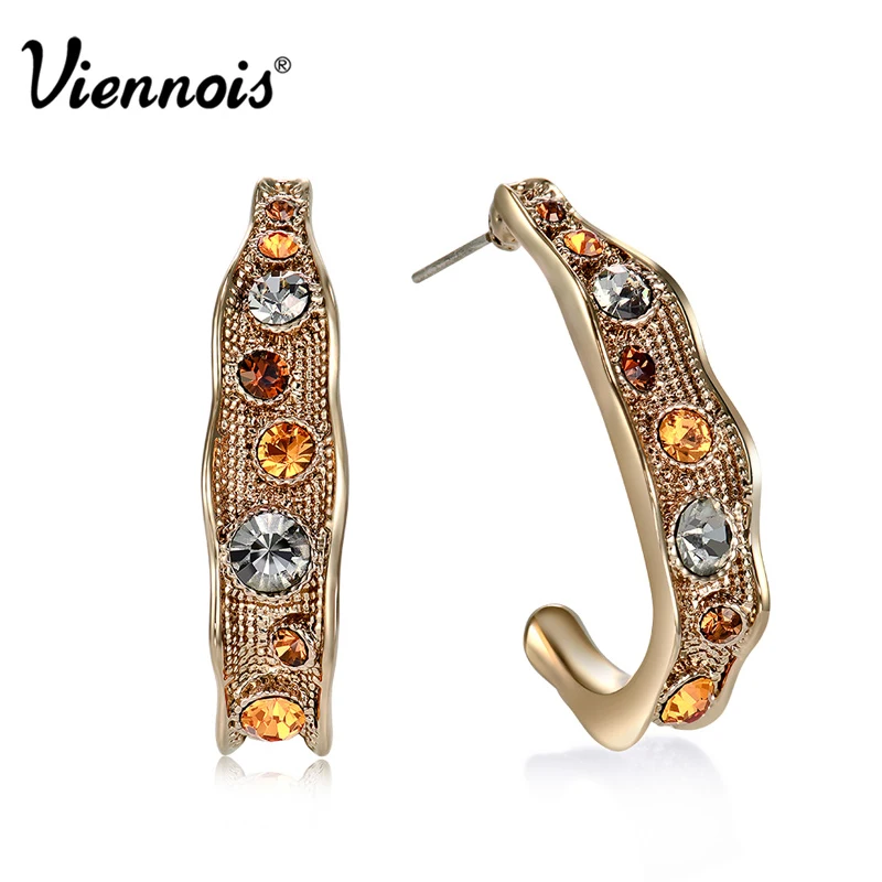 Viennois женские серьги гвоздики кофейного и золотого цветов австрийские стразы