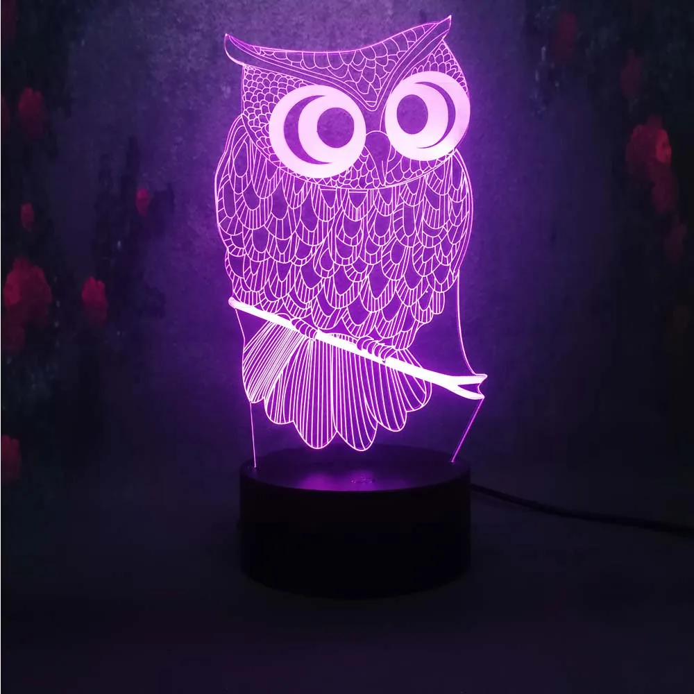 Лучшая продажа 3D LED настольная лампа ночник Сова RC пульт дистанционного