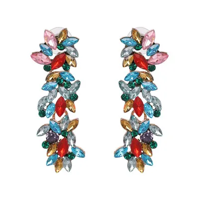 Multicolor FASHIONSNOOPS Роскошные подвеска в форме звезды Boho Мода Кристалл серьги с подвесками большие цветок себе серьги ювелирный бренд Brincos - Окраска металла: Multicolor