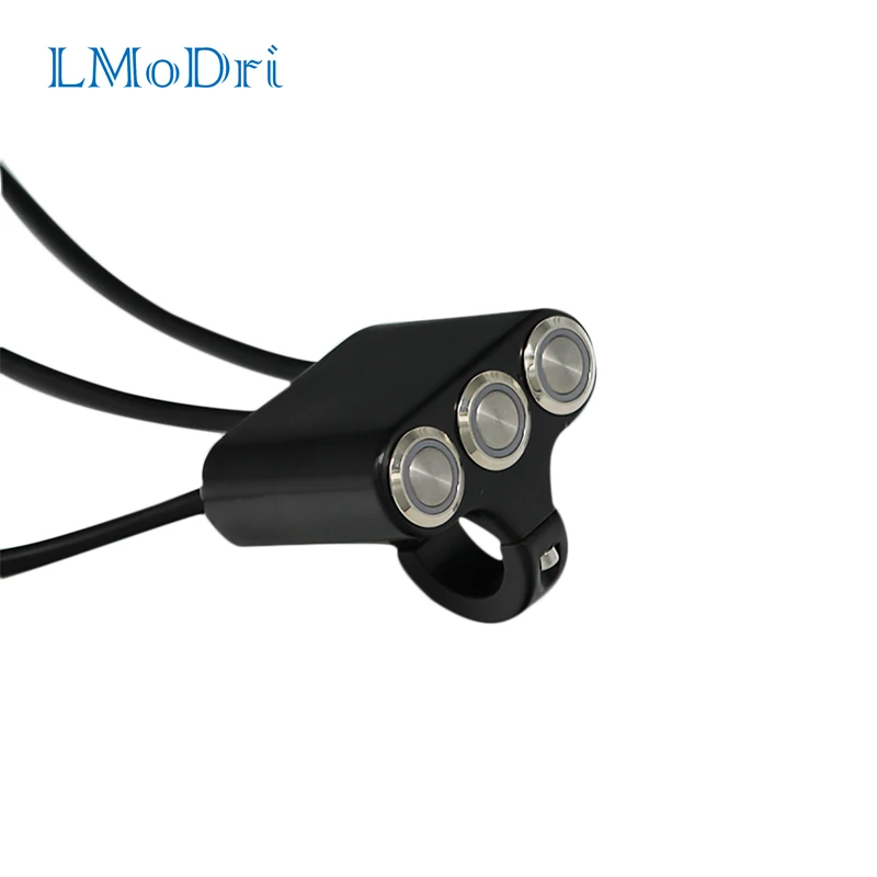 LMoDri Motorcycle Switch 22mm Handlebar Mount Switches Headlight Hazard Brake Fog Light ON-OFF Aluminum Alloy With Indicator DIY