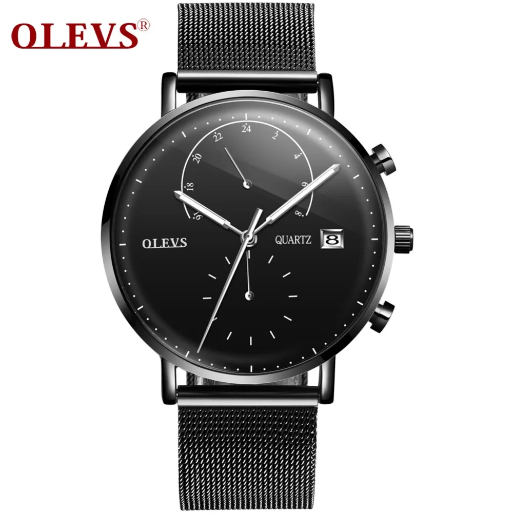 OLEVS Luxury Multifunctional Watch Women's Calendar Luminous Hands Clock Mens Grid Steel Strap Wrist Watches relogio masculino | Наручные