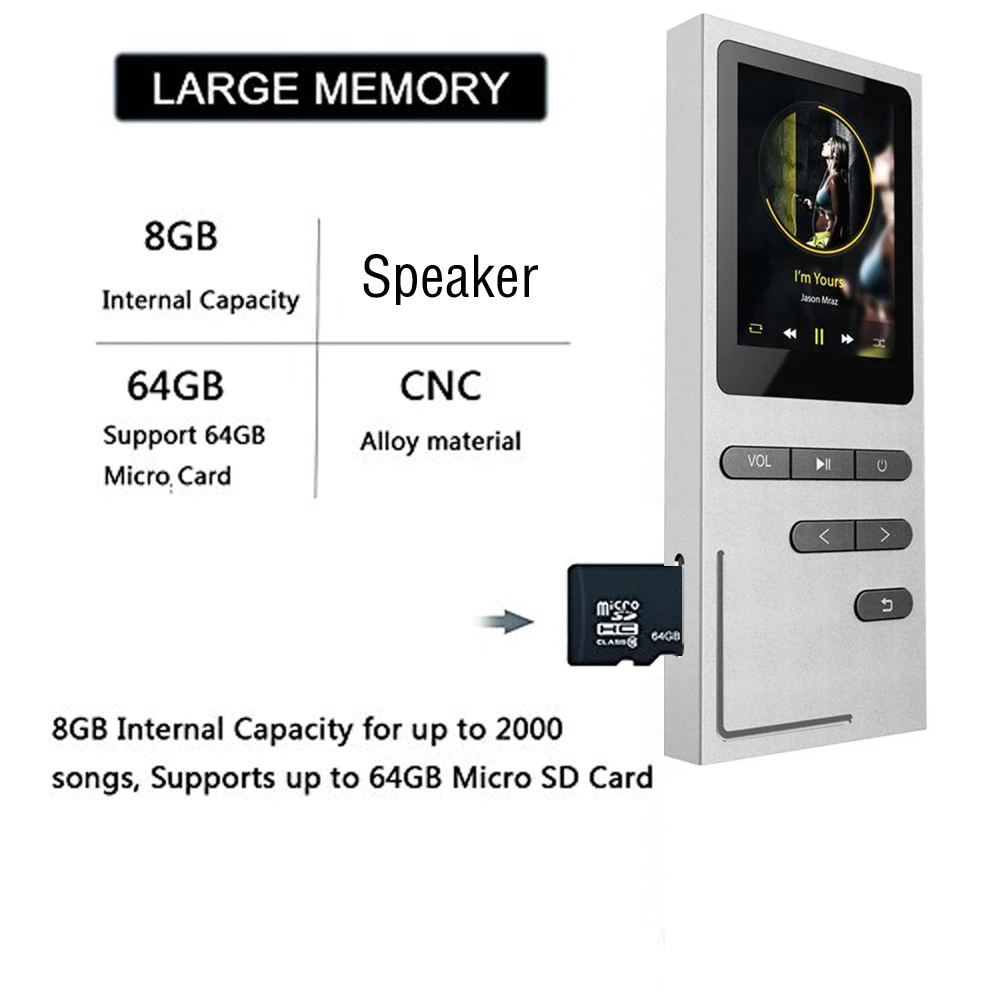 2020 Новое поступление портативный металлический MP3 плеер со встроенным динамиком