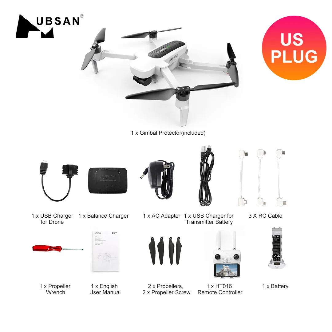 US Plug No bag Hubsan H117S Zino gps скоростной Дрон с бесщеточным двигателем FPV дрона с дистанционным управлением с 4K UHD Камера 5,8 Г 1 км 3-осевому гидростабилизатору gps+ ГЛОНАСС Квадрокоптер Бла(беспилотный летательный аппарат-RTF - Цвет: US Plug No bag