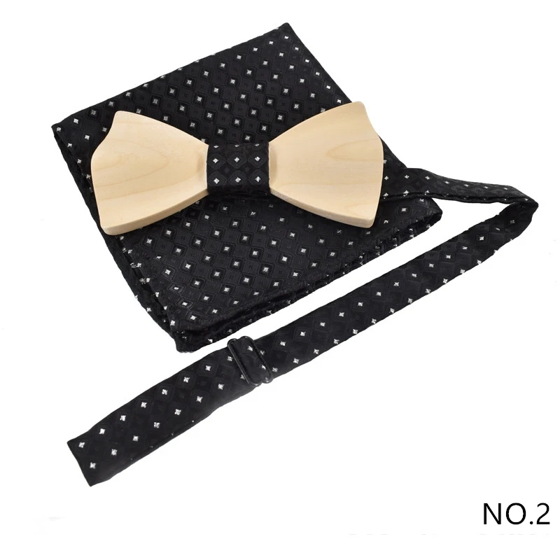 

Men's Wooden Bow Tie Set Handmade Wood Bowtie with Box