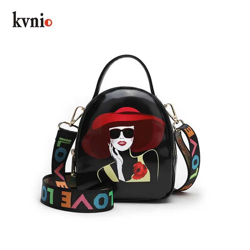 KVNIO 2018 модные сумки через плечо с принтом для женщин 3 кармана на молнии маленькая