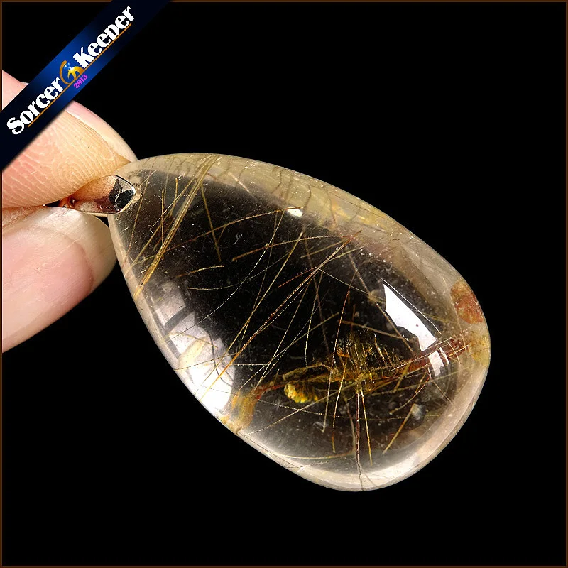 Натуральные камни rutilaed Quartz кулон волосы Кристалл Бесплатная ожерелье минерал