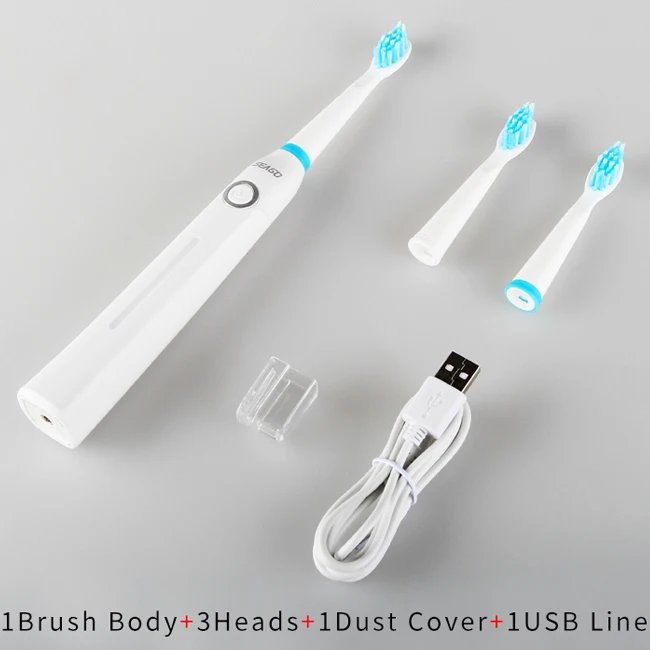 958 white SEAGO Sonic электрическая зубная щетка с зарядкой от USB для взрослых, 5 сменных головок в подарок, черная зубная щетка с таймером быстрого запуска - Цвет: 958 white