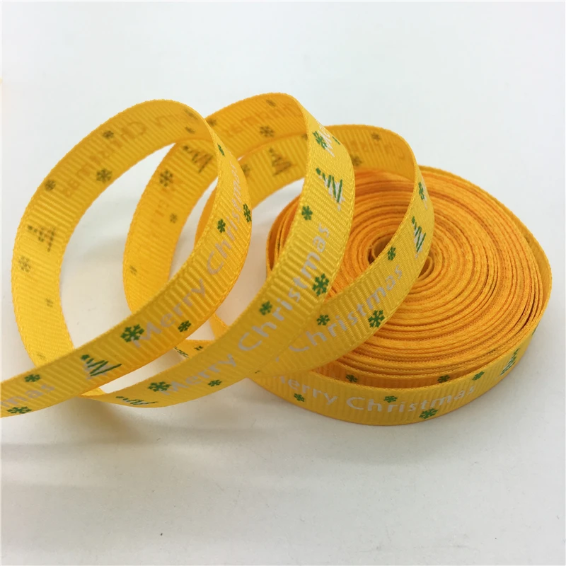 5 ярдов/партия 3/" 10 мм корсажная лента с принтом Счастливого Рождества для свадебного Рождественского украшения DIY швейное ремесло#26