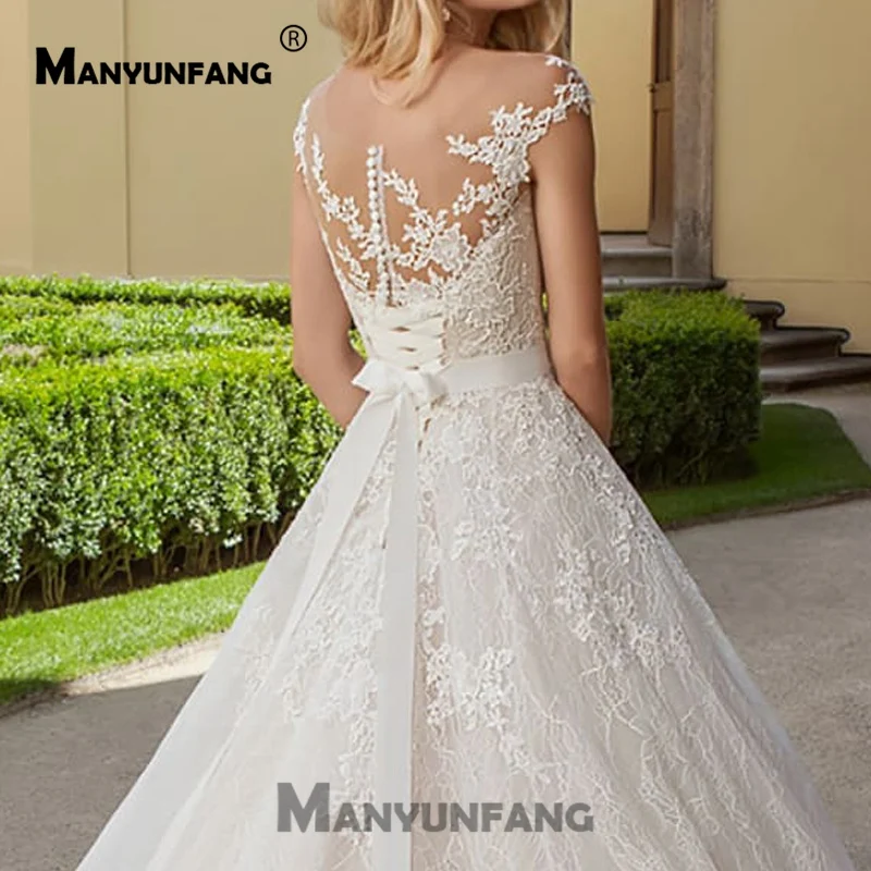 Свадебный платья Vestido De Noiva свадебное платье класса люкс Кепки рукава трапециевидной формы Бисер пояса; обувь под свадебное платье для невесты