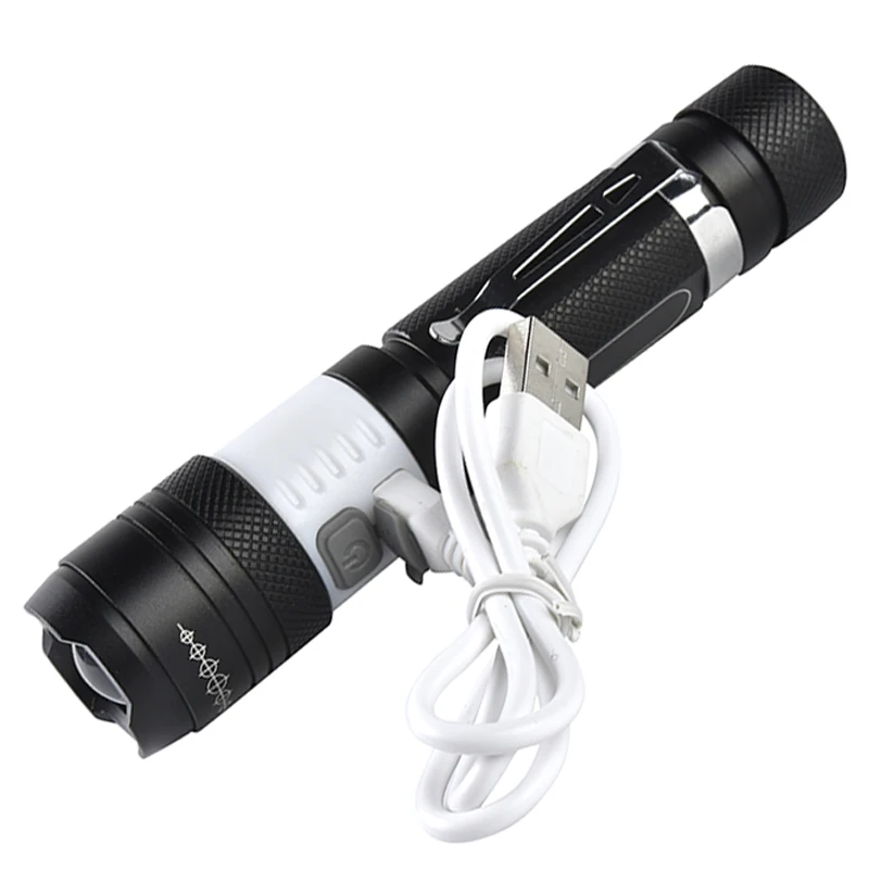 SHGO LED USB Перезаряжаемый фонарик 3 режима Ручной зарядный для кемпинга пешего