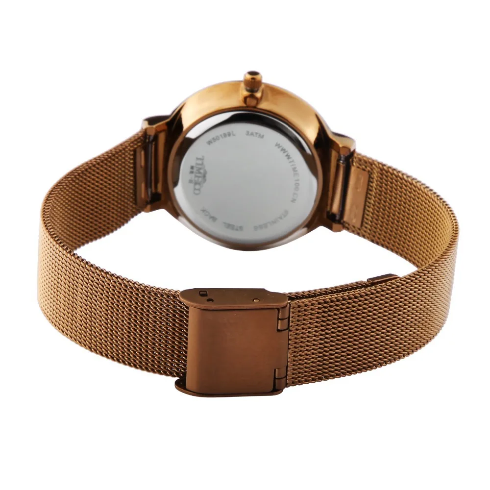 Time100 Женские Кварцевые Часы стрелочный дисплей ультратонкий Чехол Сетка Ремень