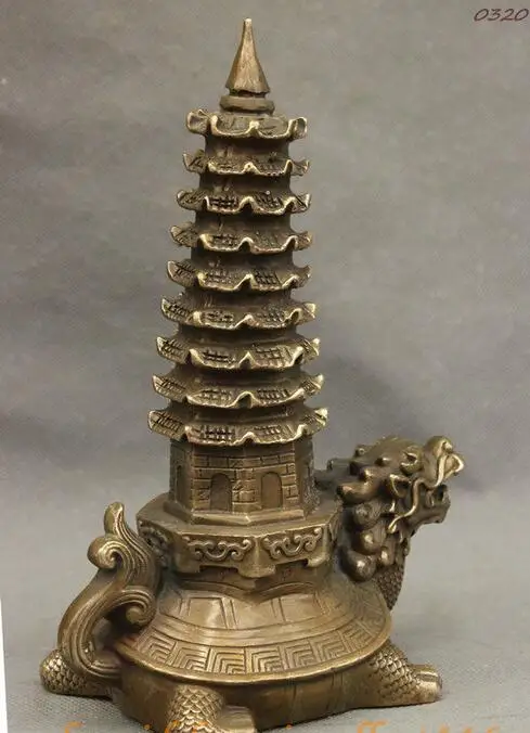 Фэншуй китайская медная семя цветка дракона черепаха переносная пагода баксия