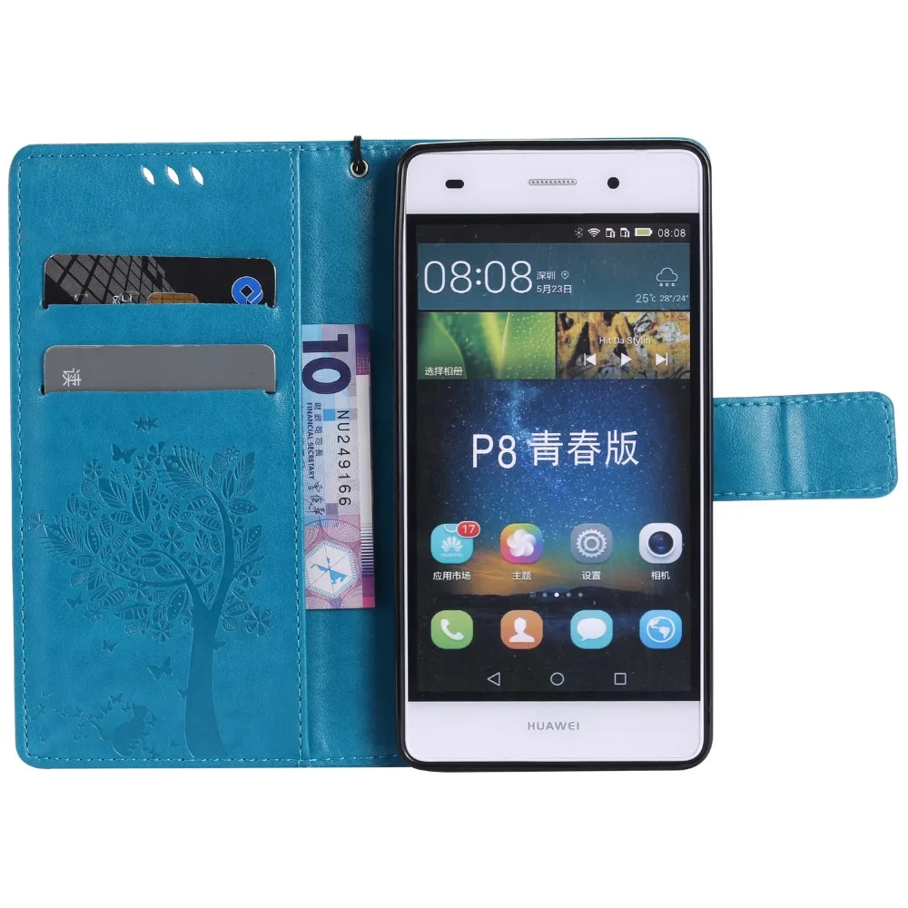 Чехол-кошелек из искусственной кожи PU с изображением листьев дерева кота бабочки