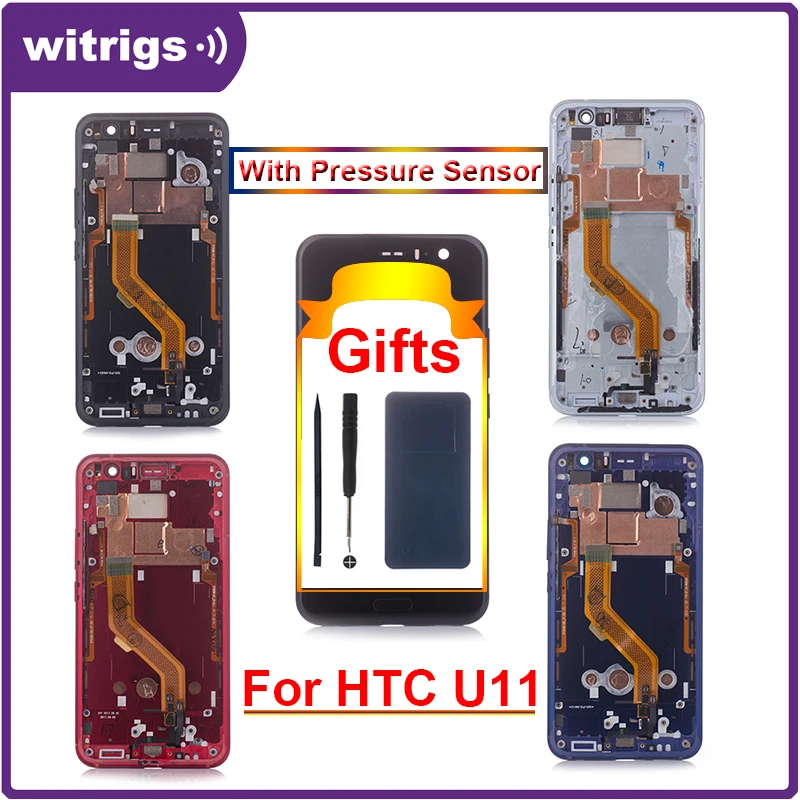 Witrigs For HTC U11 LCD Display Touch Screen Digitizer with Frame Pressure Sensor Assembly Replacement