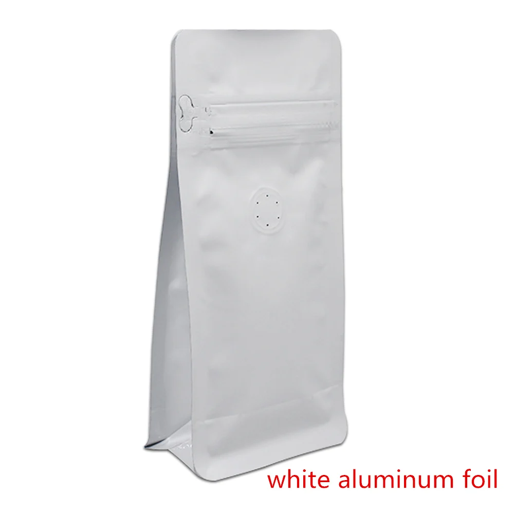 white 9*18.5+ 5 см Открытый верх встать zip lock Алюминий Фольга Еда хранения упаковки с Клапан на молнии для Кофе Bean Вышивка Крестом Пакет - Цвет: white
