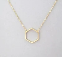 10 simple sexangle geometrical open line hive hexagon pendant necklace hollow geometric hexagon necklace lucky polygon jewelry