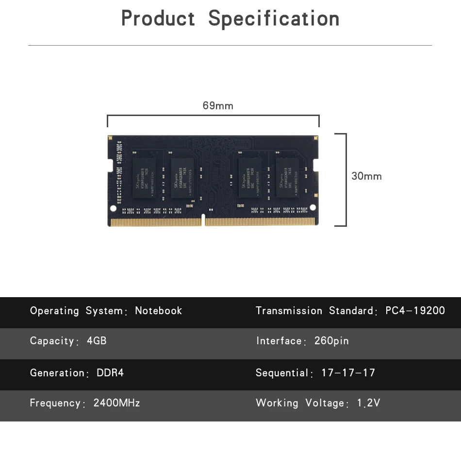 Оперативная память KingSpec ddr4, 4 ГБ, 8 ГБ, 16 ГБ, 2400 МГц, оперативная память для ноутбука, оперативная Память DDR4, 1,2 в, оперативная память для ноутбука