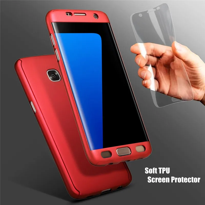 360 Degree Full Cover hard Case for Samsung Galaxy S6 S7 Edge S8 plus A3 A5 2016 A7 2017 J7 J5 Prime Tempered Glass PC J530