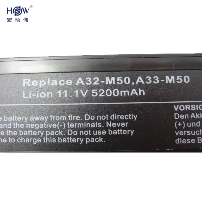 HSW 5200mAh Аккумулятор для ноутбука Asus A32 N61 M50 A33 N61J N61Ja N61jq N61jv n61vg n61d M51 M60 M70 G51J