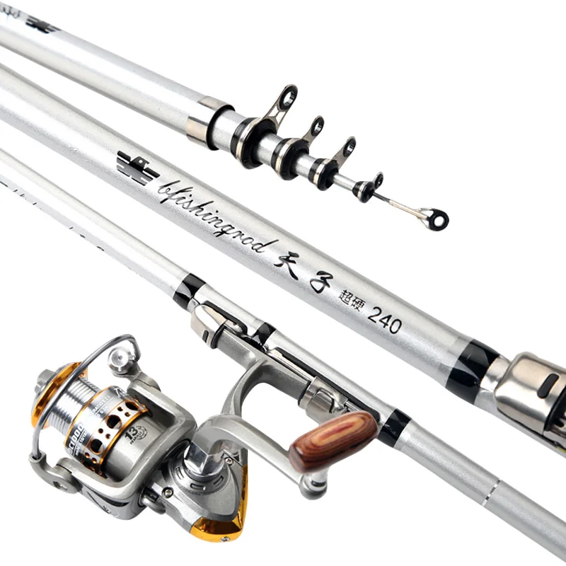 

1.8m/2.1m/2.4m/2.7m/3.0m Portable Telescopic Fishing Rod Reel Freshwater Glass Fiber Fish Pole Travel Sea Fishing Spinning Rod