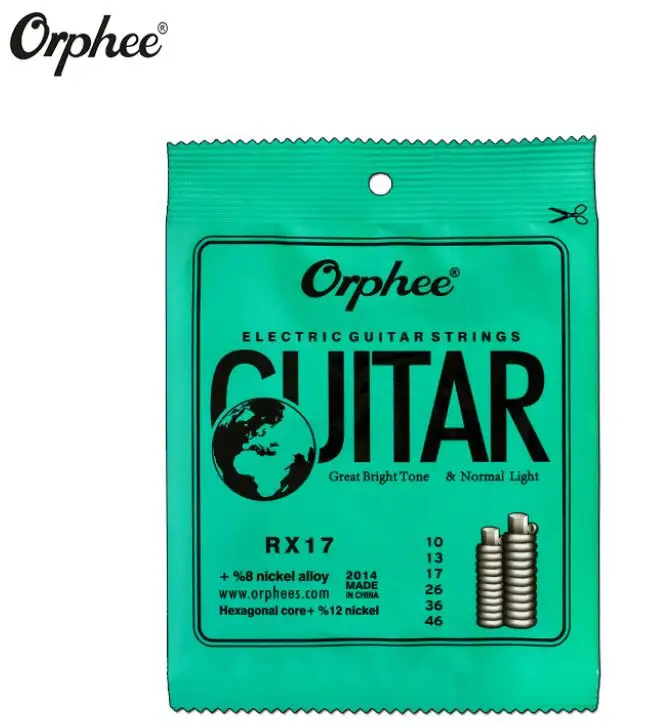 RX17 10 шт. orphee Струны для гитары RX15 RX17 RX19 Струны для электрогитары супер светильник - Цвет: RX17